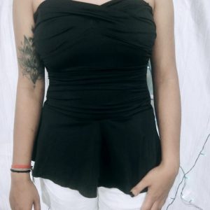 Black top with white shorts