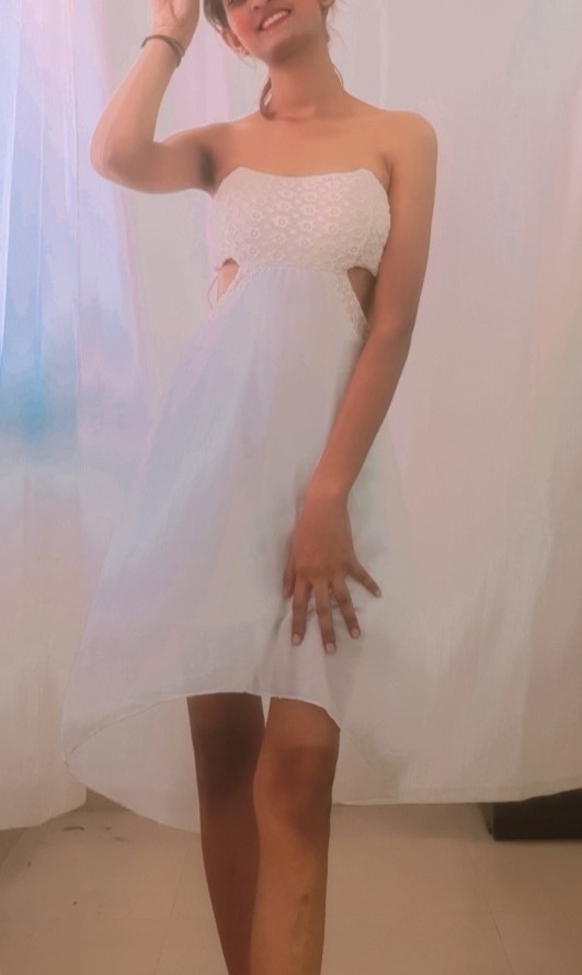 White long hot dress with jaali design
